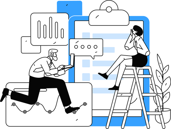 Des employés qui travaillent sur la croissance ciblée  Illustration