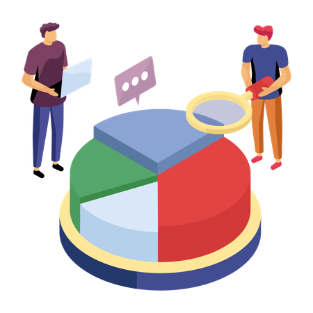 Les employés travaillent sur des diagrammes financiers  Illustration