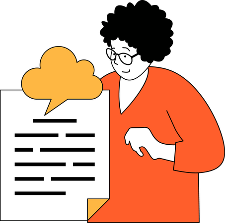 L'employé consulte le document cloud  Illustration