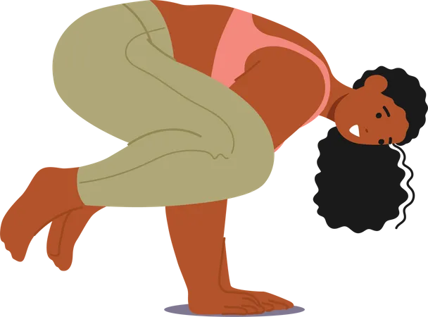 Empowered Plus-size Woman Character Gracefully Practicing Yoga Pose  Illustration