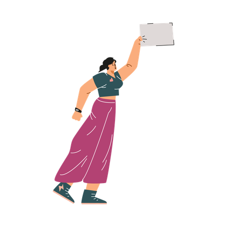 Empowered woman with sign  Illustration