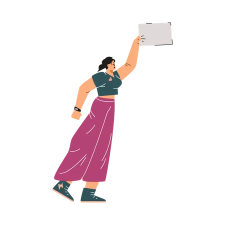 Empowered woman with sign  Illustration