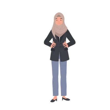 Empowering Businesswoman In Hijab Muslim Woman Leader Confident Businesswoman In Hijab Illustration
