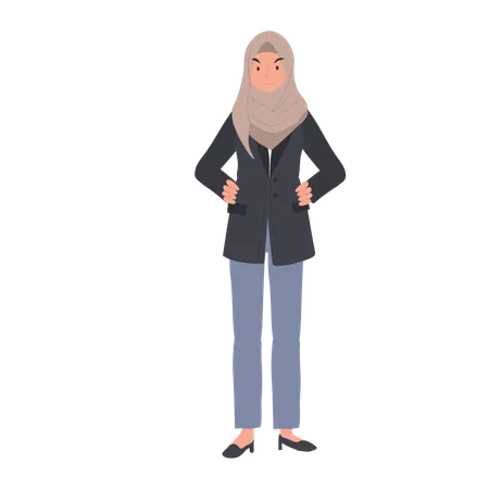Empowering Businesswoman In Hijab Muslim Woman Leader Confident Businesswoman In Hijab Illustration