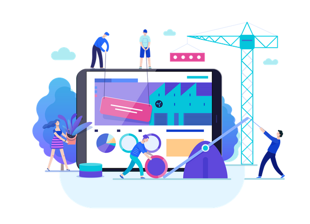 Empregado de negócios trabalhando no projeto  Ilustração