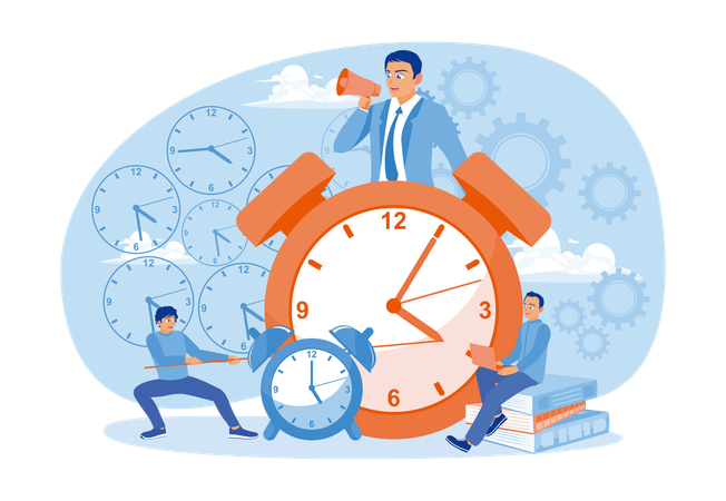 Los emprendedores gestionan el tiempo y el trabajo  Ilustración