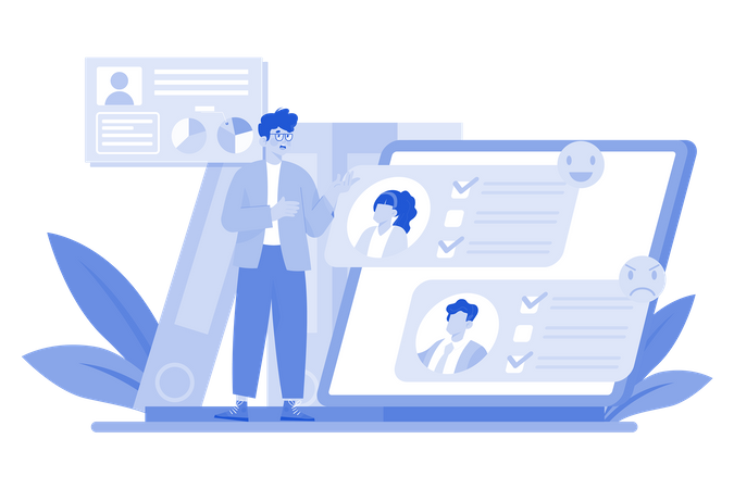 A empresa acessa avaliações e feedback dos funcionários  Ilustração