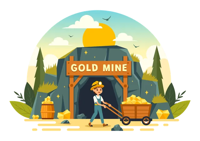 Empresa de mineração de ouro  Ilustração