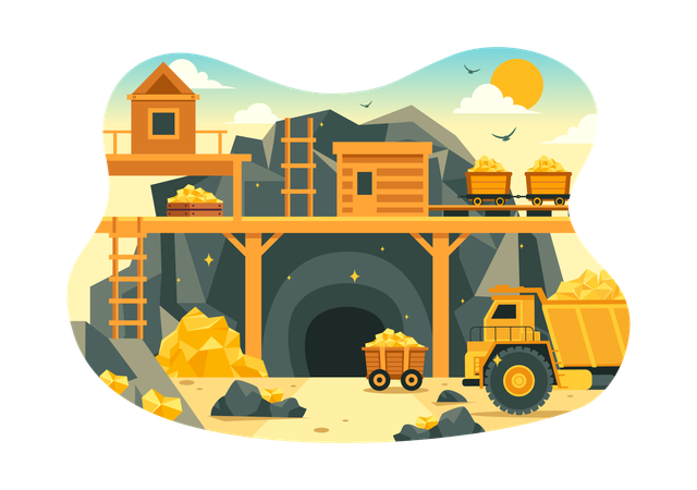 Empresa de mineração de ouro  Ilustração