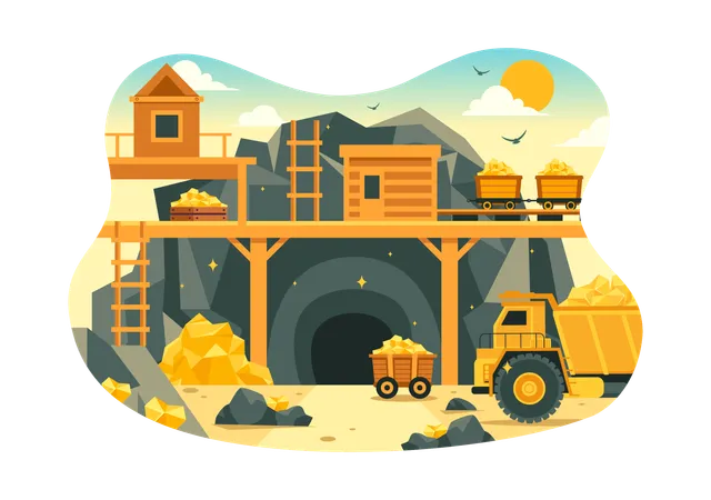 Empresa de mineração de ouro  Ilustração