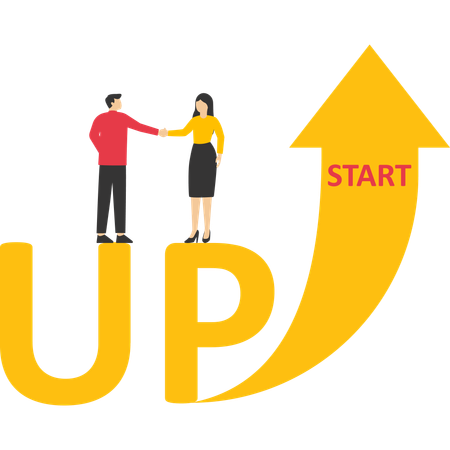 Empregado de empresa lançando startup  Ilustração