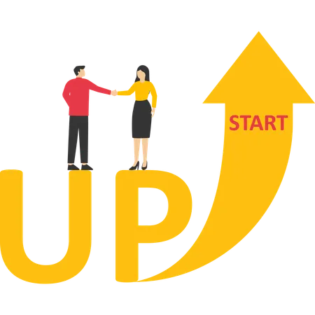 Empregado de empresa lançando startup  Ilustração