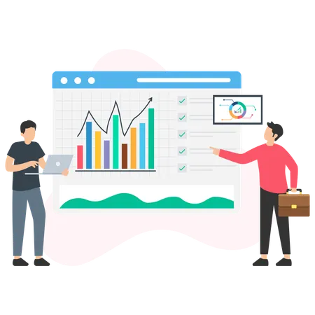 Análise de gráfico de empresa  Ilustração