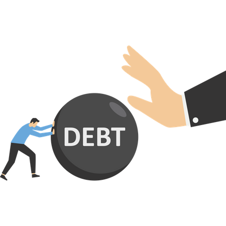 La mano grande de las empresas niega la deuda antes que otros.  Ilustración