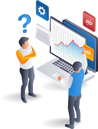 Empresa comercial de análisis de datos informáticos.  Ilustración