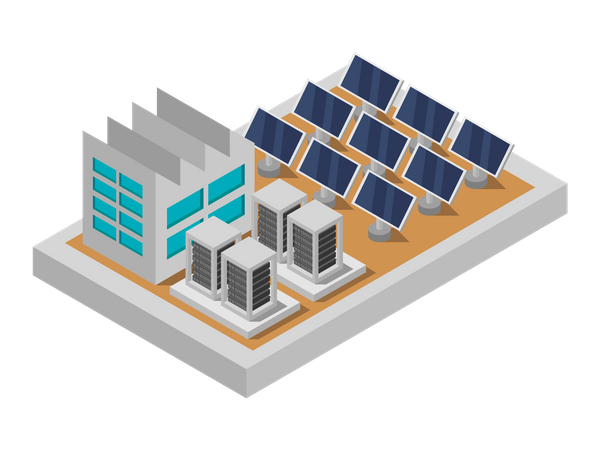 Empresa productora de electricidad solar.  Ilustración