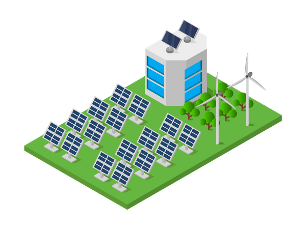 Empresa productora de energía renovable.  Ilustración
