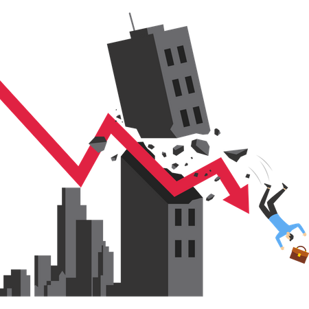 La empresa quebró debido a la recesión mundial.  Ilustración
