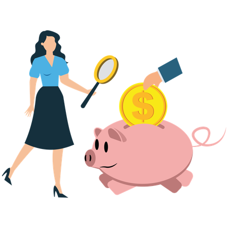 Empresaria ahorrando dinero  Ilustración