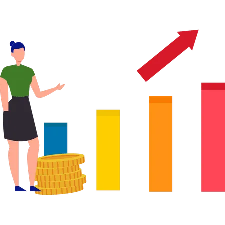 A empresária analisa o crescimento financeiro  Ilustração