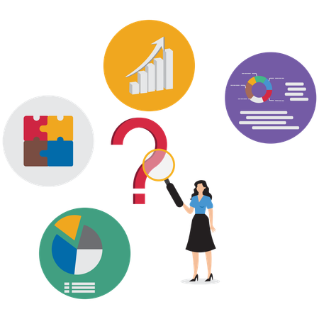 Empresária analisando problema de negócios  Ilustração