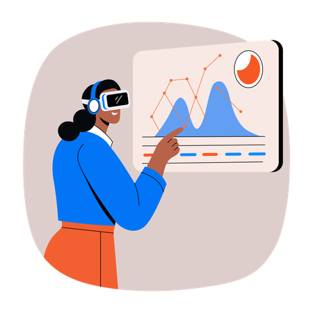 Una empresaria analiza datos de realidad virtual  Ilustración
