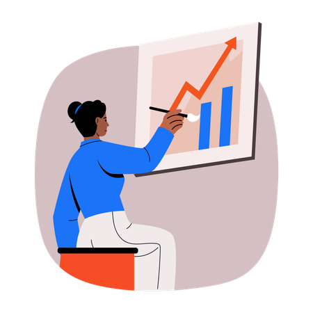 Empresaria analiza la tendencia del mercado  Ilustración