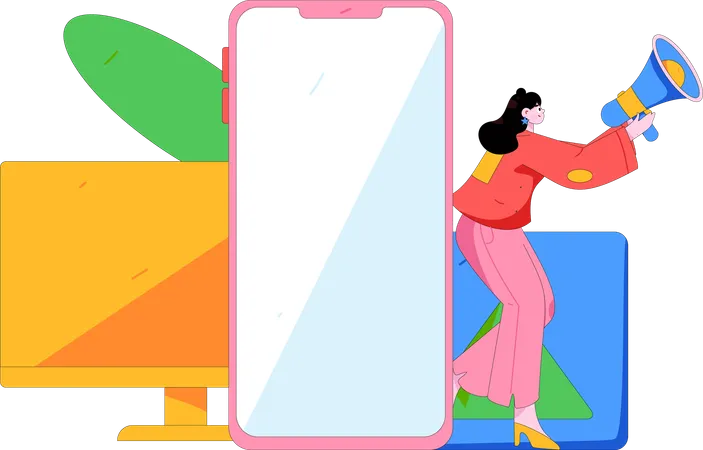 Empresária anuncia anúncios de compras pelo celular  Ilustração