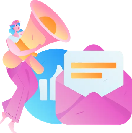 A empresária analisa todos os e-mails de marketing  Ilustração