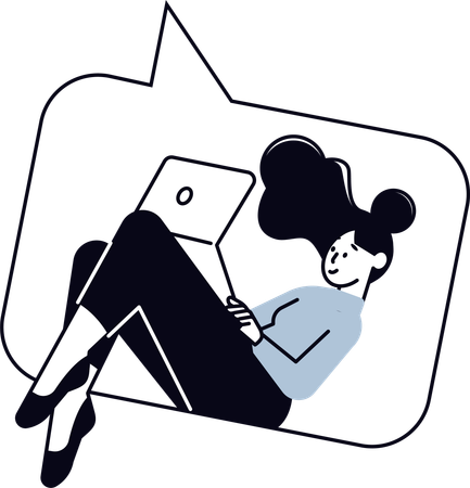 Empresária conversa por mensagem  Ilustração
