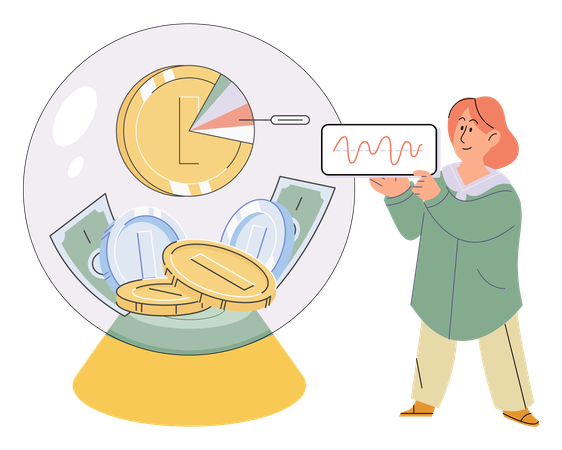 Mujer de negocios calculando el presupuesto empresarial  Ilustración