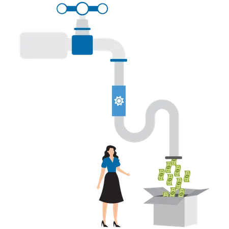 Empresária coletando financiamento empresarial  Ilustração