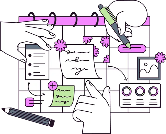 La empresaria configura notas recordatorias  Ilustración