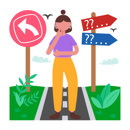 Mujer tomando decisiones empresariales  Ilustración