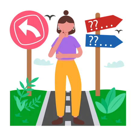Mujer tomando decisiones empresariales  Ilustración