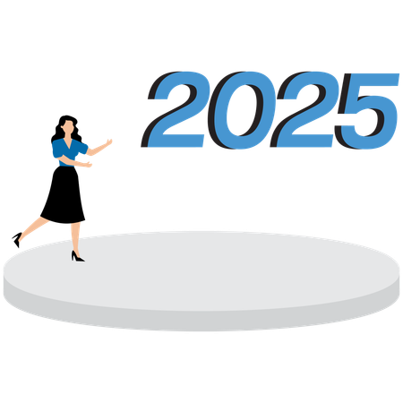 Empresaria corriendo hacia el 2025  Illustration