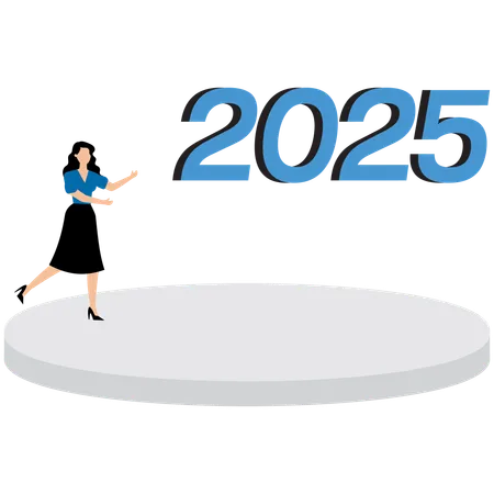 Empresaria corriendo hacia el 2025  Illustration