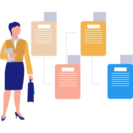 La empresaria crea notas recordatorias  Ilustración