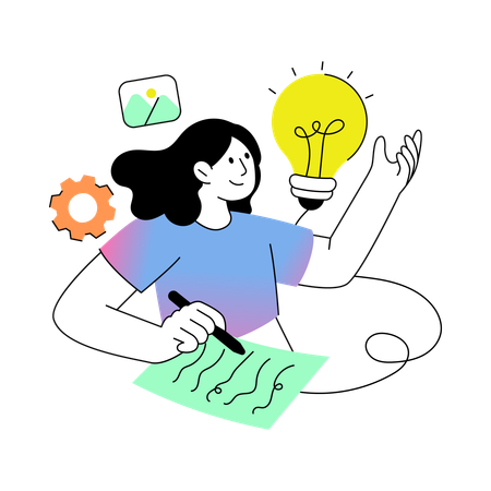 Empresaria creando contenido creativo  Ilustración
