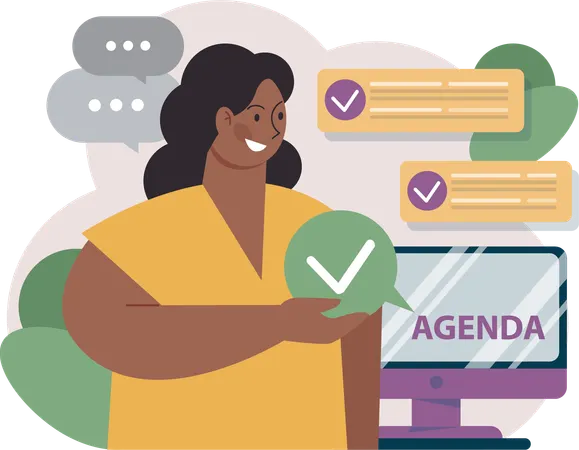 Empresária define agenda de negócios  Ilustração