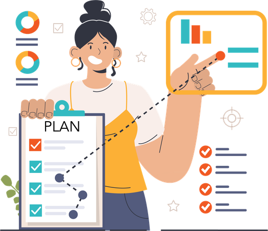 Empresária discute planos de negócios  Ilustração