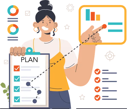 Empresária discute planos de negócios  Ilustração