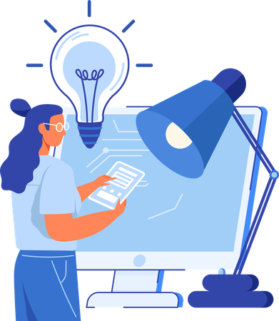 Empresaria diseñando nuevo proyecto digital  Ilustración