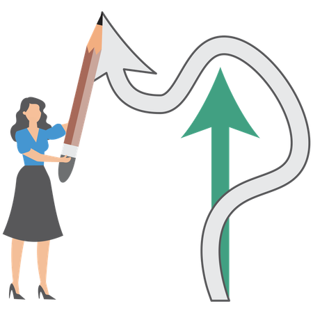Mujer de negocios diseñando su trayectoria profesional  Ilustración