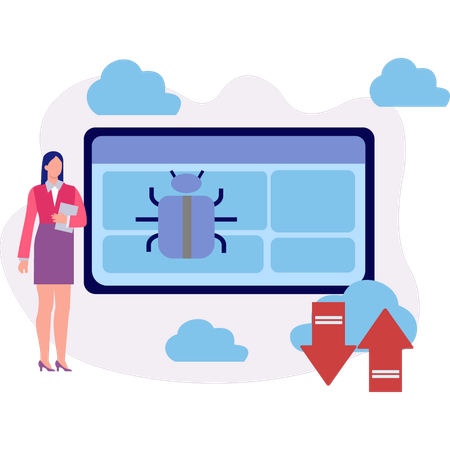 Empresária encontra bug no sistema  Ilustração