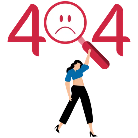 Mujer de negocios frente al error 404  Ilustración