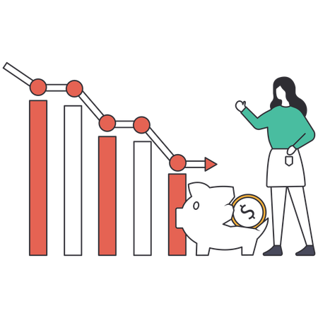 Empresária enfrentando crise financeira  Ilustração