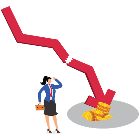 Empresária enfrentando crise financeira  Ilustração