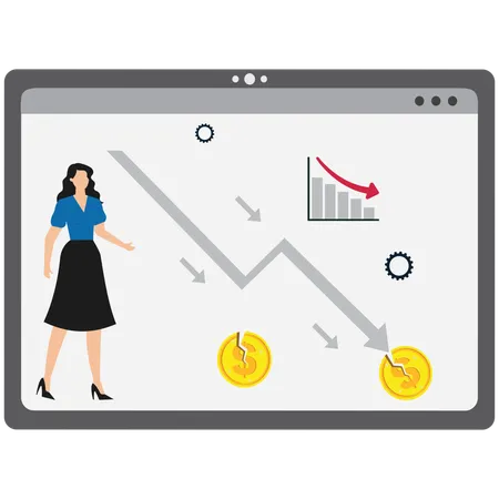 Empresária enfrentando crise financeira  Ilustração