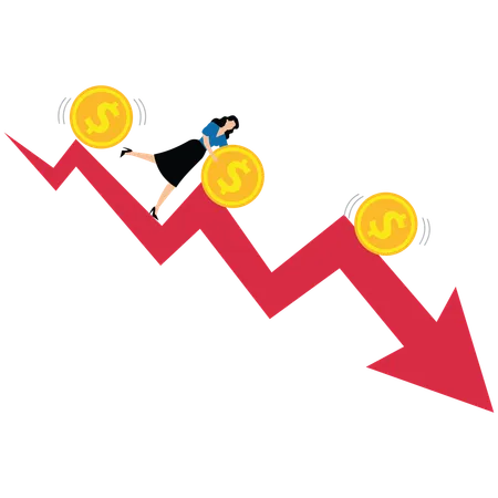 Mulher de negócios enfrenta perda de investimento  Illustration